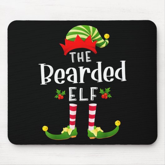 Bärtiger Weihnachtself passendes Pyjama X-mas-Part Mousepad (Vorne)