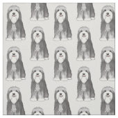Bärtiges Collie-Cartoon-Hundemuster Stoff (Muster)