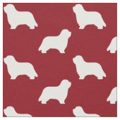 Bärtiges Collie-Silhouette-Muster-Rot Stoff (Nahaufnahme)