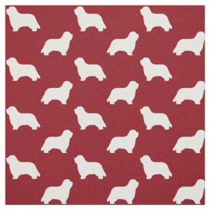 Bärtiges Collie-Silhouette-Muster-Rot Stoff