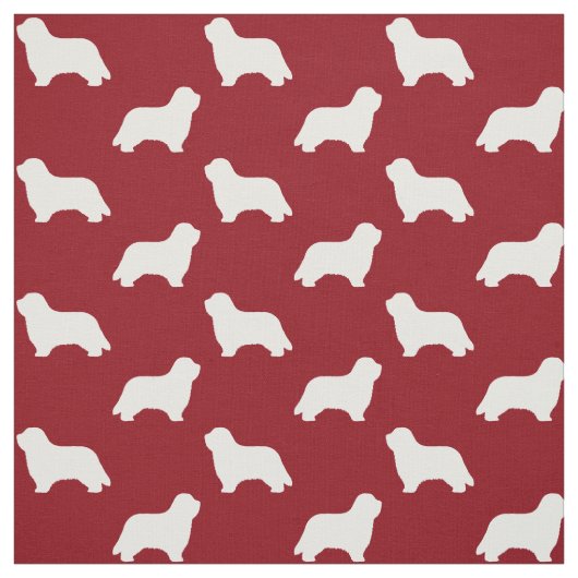 Bärtiges Collie-Silhouette-Muster-Rot Stoff (Muster)