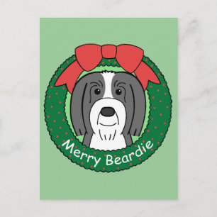 Bärtiges Collie-Weihnachten Feiertagspostkarte