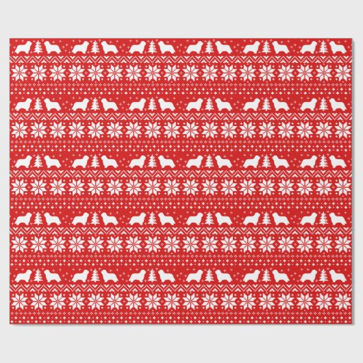 Bärtiges Collies-Weihnachtsstrickjacke-Muster-Rot Geschenkpapier (Flach)