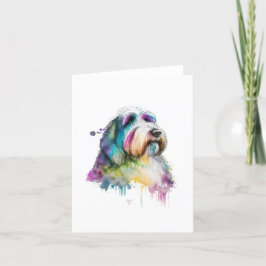 Bartkalter Hund in Aquarell & Pen Feiertagskarte
