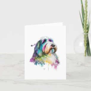 Bartkalter Hund in Aquarell & Pen Feiertagskarte