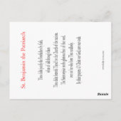Bartkarte des Heiligen Patriarchen Benjamin Postkarte (Rückseite)