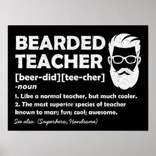 Bartlehrer Funny Definition Personalisiert Poster (Vorne)