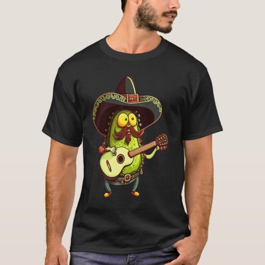 Bartmann Meme Bärtiger Avocado Gitarre Spielend 3 T-Shirt (Vorderseite)