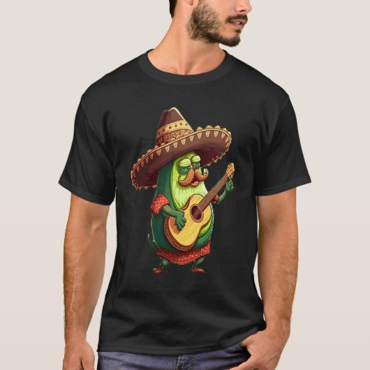 Bartmann Meme Bärtiger Avocado Gitarre Spielend T-Shirt (Vorderseite)