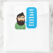 Bartmann Quadratischer Aufkleber (Tasche)