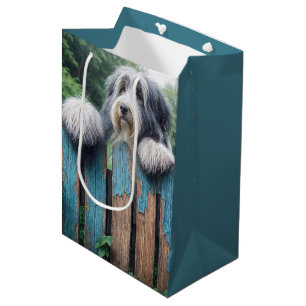 Bartollie auf dem rustikalen Zaun Geburtstag Mittlere Geschenktüte