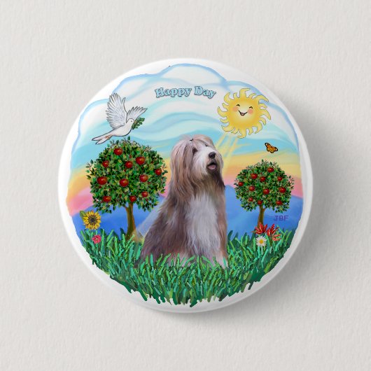 Bartollie (braun-weiß) button (Vorderseite)