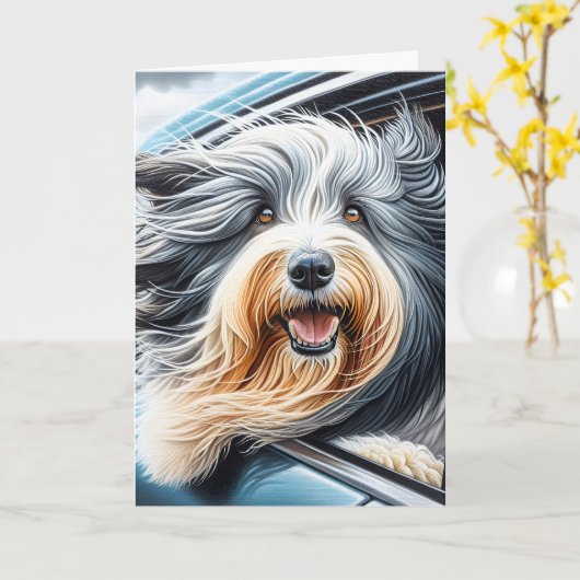 Bartollie im Autofenster Karte (Gelbe Blume)