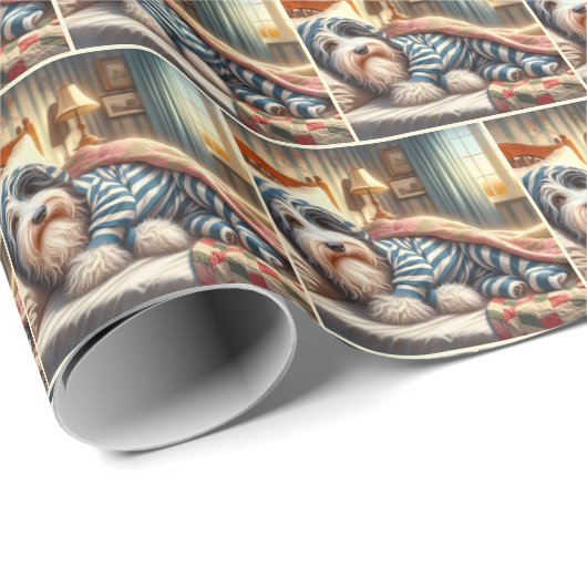 Bartollie im Bett Geschenkpapier (Rolleneckpunkt)