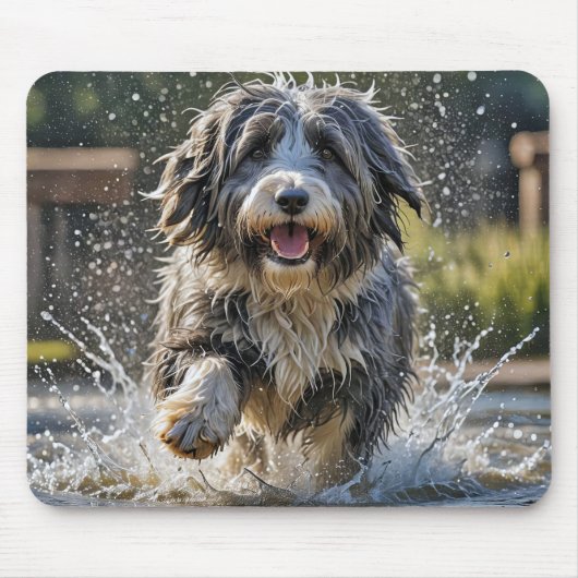 Bartollie in Wasserpfütze Mousepad (Vorne)