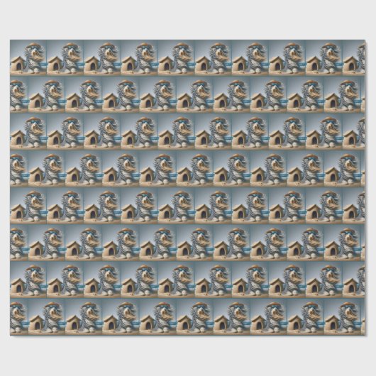 Bartollie mit Doghouse Sandcastle Geschenkpapier (Flach)