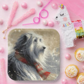 Bartollie mit gestreiftem Winterskarf Pappteller (Party)