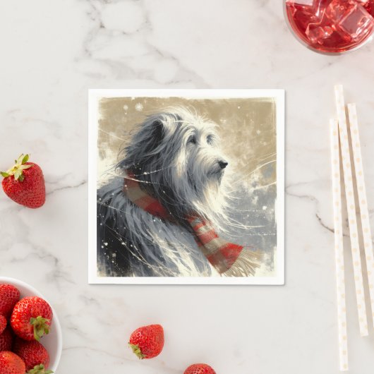 Bartollie mit gestreiftem Winterskarf Serviette (Beispiel)