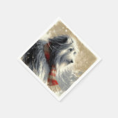 Bartollie mit gestreiftem Winterskarf Serviette (Ecke)