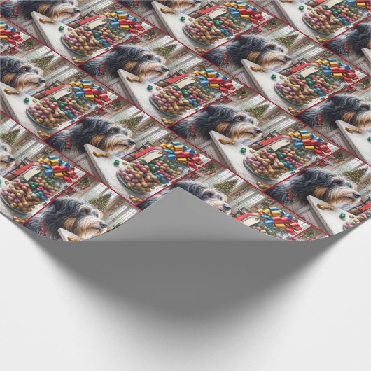 Bartollie mit Weihnachtsknochen Geschenkpapier (Ecke)