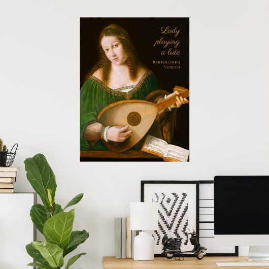 Bartolomeo Veneto Lady spielt eine Latte CC1161 Poster (Heimbüro)