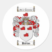 BARTON-FAMILIENWAPPEN - WAFFENSCHUTZMUSTER RUNDER AUFKLEBER (Vorderseite)