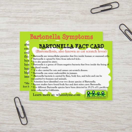 Bartonella Fact Educational Card Visitenkarte (Vorderseite/Rückseite Beispiel)