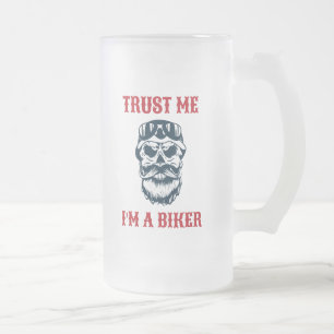 Bartschädel Motorrad Trau mir, ich bin ein Bik Mattglas Bierglas