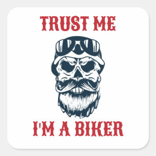 Bartschädel   Motorrad   Trau mir, ich bin ein Bik Quadratischer Aufkleber