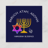 BARUCH ATAH ADONAI | Hanukkah Blessing Gebet Quadratische Visitenkarte (Vorderseite)
