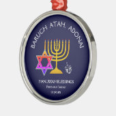 BARUCH ATAH ADONAI | Hanukkah Blessings Ornament Aus Metall (Links)