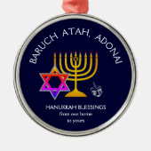 BARUCH ATAH ADONAI | Hanukkah Blessings Ornament Aus Metall (Vorne)
