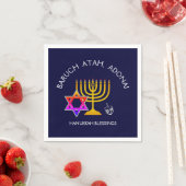 BARUCH ATAH ADONAI | Hanukkah Segen Paper Serviette (Beispiel)