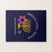BARUCH-ATAH ADONAI| Hanukkah-Segnungen Puzzle (Horizontal)