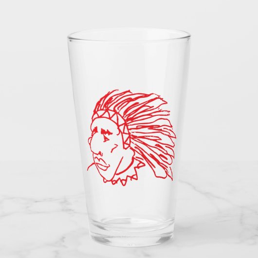 Barware Glass Tumbler - Indian Chief Design (Vorderseite)