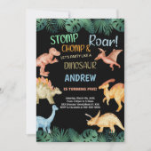 Barwon Black Glitzer Dinosaur Birthday Einladungen (Vorderseite)