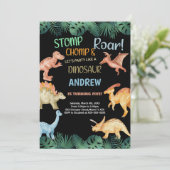 Barwon Black Glitzer Dinosaur Birthday Einladungen (Stehend Vorderseite)