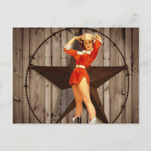 Barwood Lone Star Western Country Cowgirl Postkarte