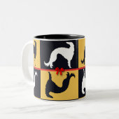 Barzoï in Fest! Zweifarbige Tasse (Vorderseite Links)