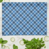 Bas Blau/Babyblau Gingham-Diagonal-Kariert Geschirrtuch (Gefaltet)
