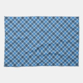 Bas Blau/Babyblau Gingham-Diagonal-Kariert Geschirrtuch (Horizontal)