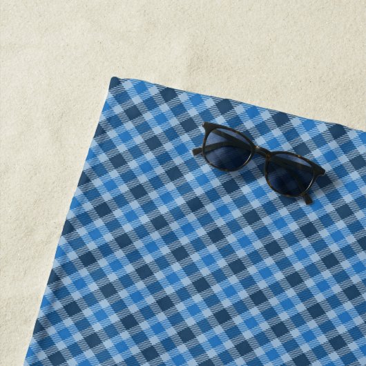 Bas Blau/Babyblau Gingham-Diagonal-Kariert Strandtuch (Beispiel)