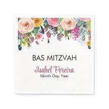 Bas Mitzvah Floral Napkins Personalisiert