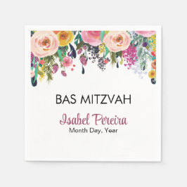 Bas Mitzvah Floral Napkins Personalisiert Serviette