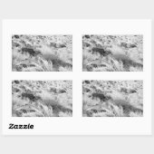 Basalt Lava Felsen in Wüste, Schwarz und Weiß Foto Rechteckiger Aufkleber (Blatt)