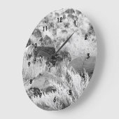 Basalt Lava Rocks Südwestschwarz-Weiß-Foto Große Wanduhr (Winkel)