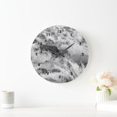 Basalt Lava Rocks Südwestschwarz-Weiß-Foto Große Wanduhr (Zuhause)