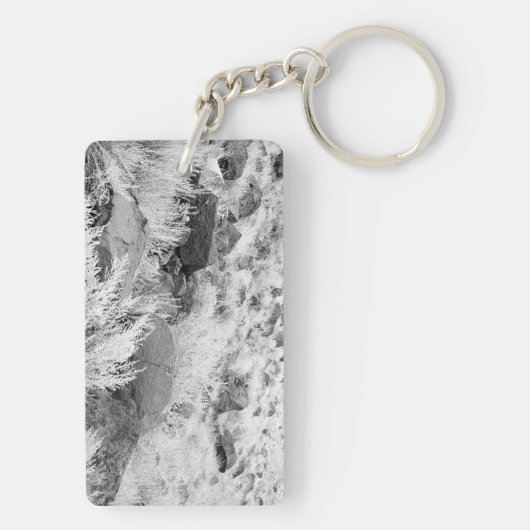 Basalt Lava Rocks Südwestschwarz-Weiß-Foto Schlüsselanhänger (Rückseite)