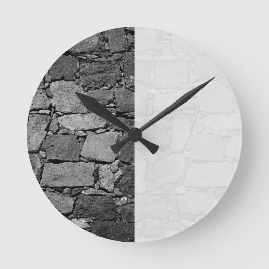 Basaltwand Runde Wanduhr (Vorderseite)