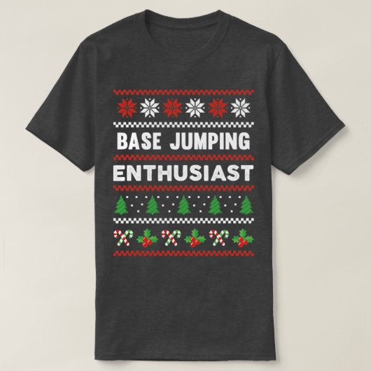 Base Springen Enthusiast Ugly Weihnachtssüßer T-Shirt (Design vorne)